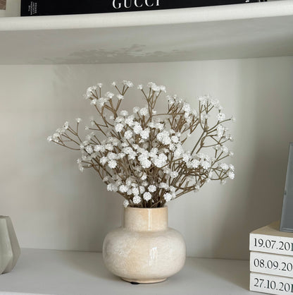 Small Marbled Ceramic Vase with White Gyp