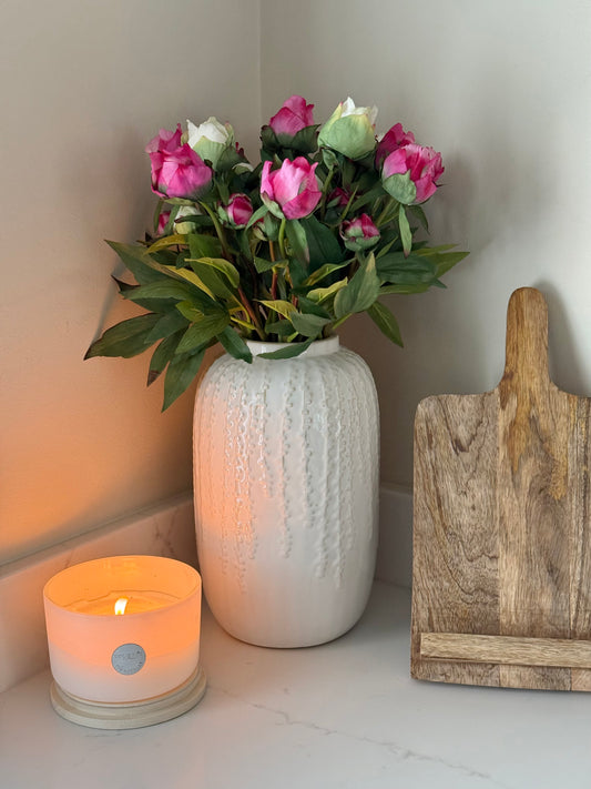 Luxury Real Touch Ivory & Pink Peony Buds