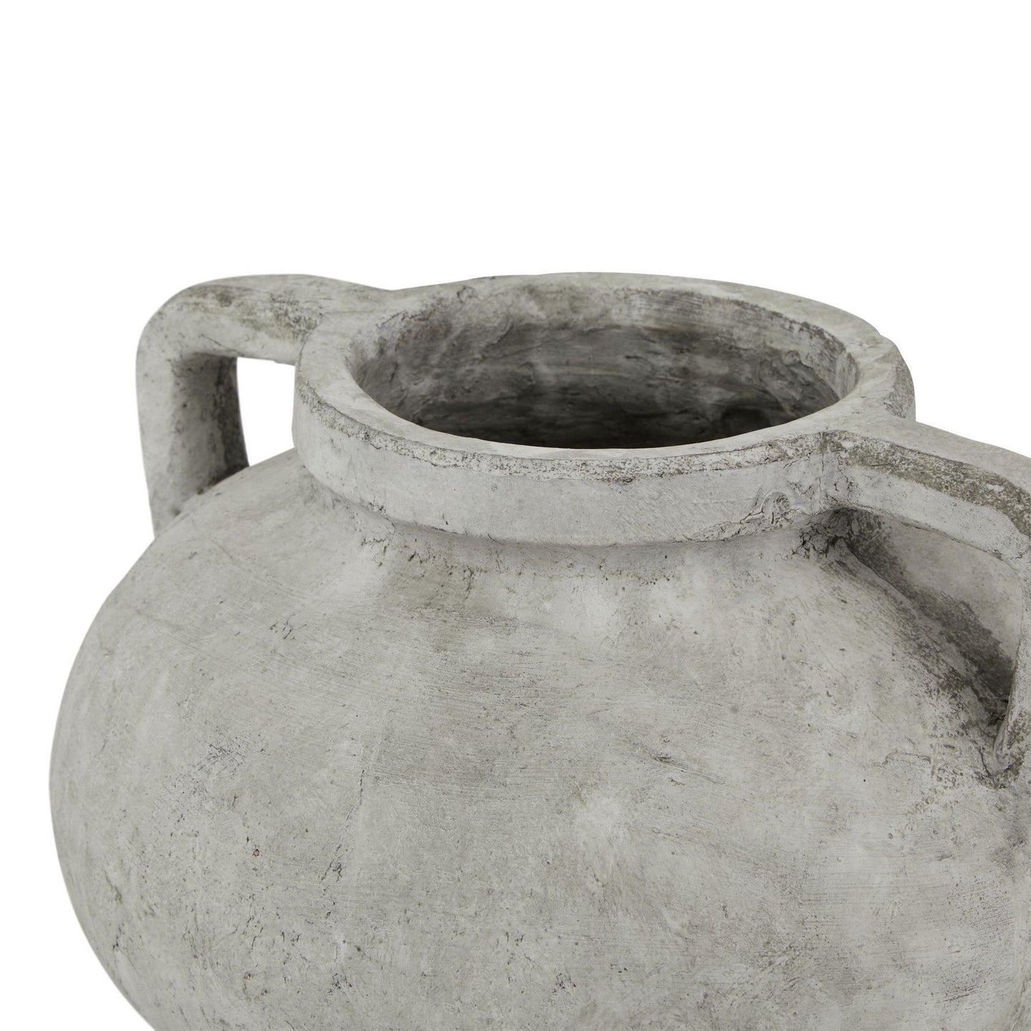 Rustic Stone Vase with Handles Distressed Concrete Finish