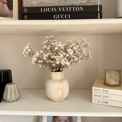 Marbled Ceramic Vase with White Gyp