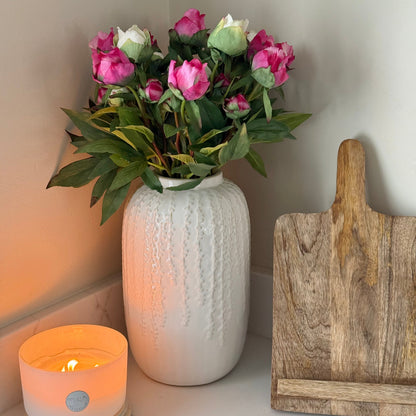 Luxury Real Touch Ivory & Pink Peony Buds