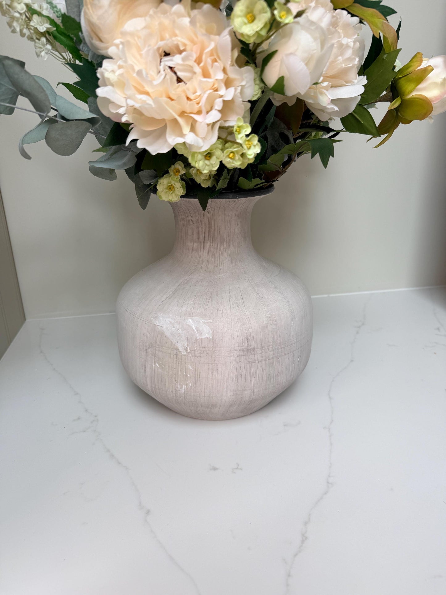 Ophelia – Luxury White Peony & Eucalyptus Arrangement | Artificial Flower Bouquet