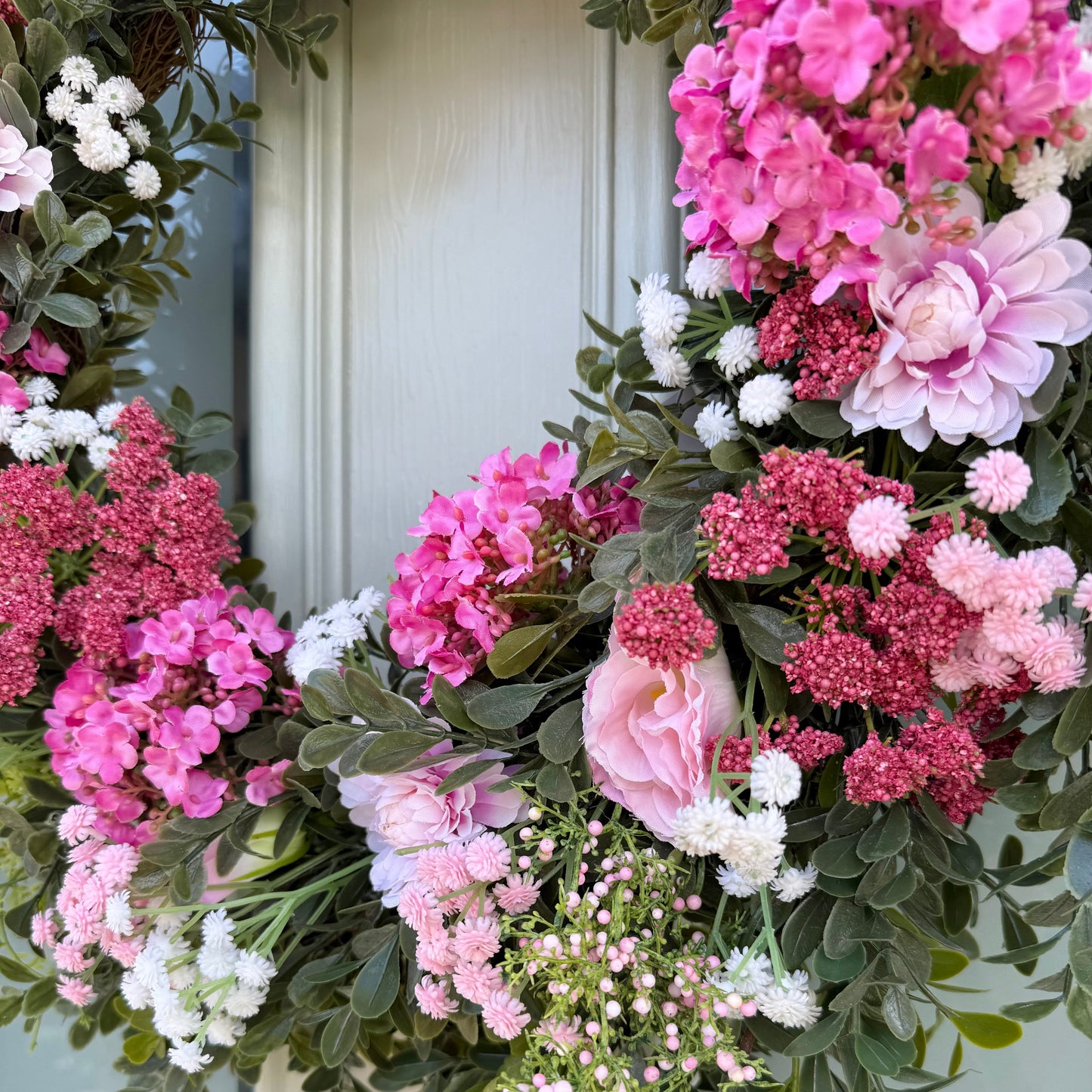 Extra Large 60cm Handmade Summer Garden Pink Wreath