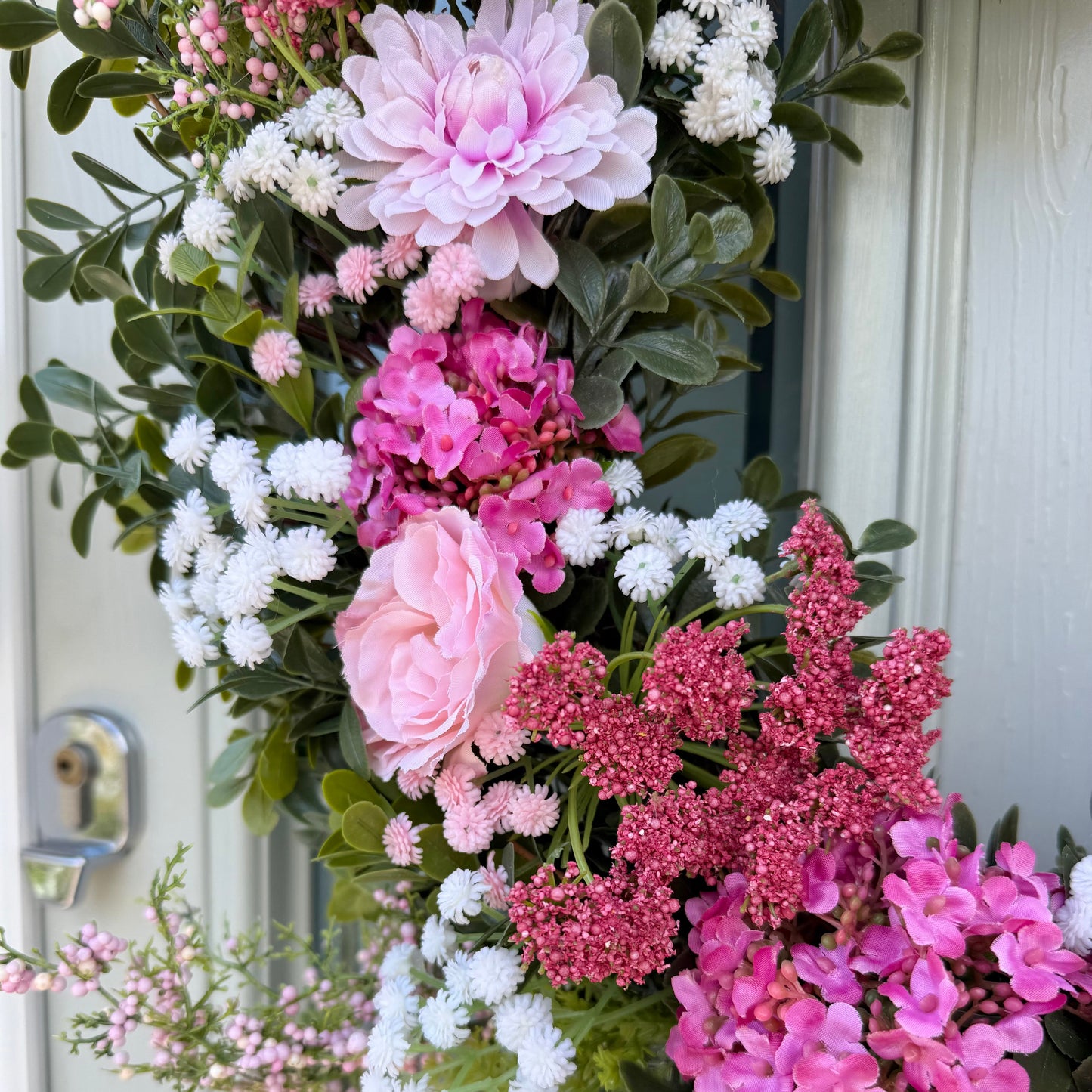 Extra Large 60cm Handmade Summer Garden Pink Wreath