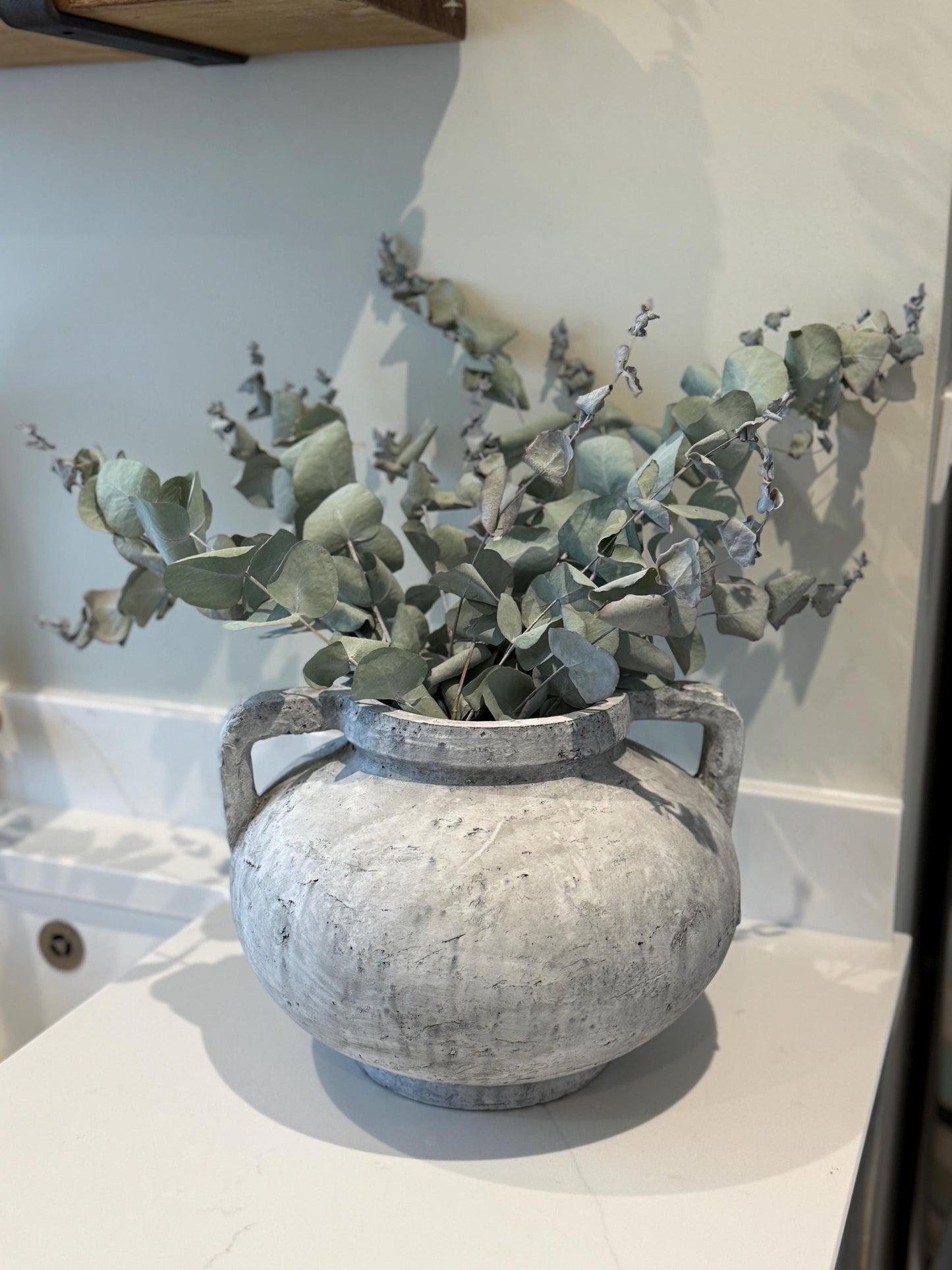 Rustic Stone Vase with Handles