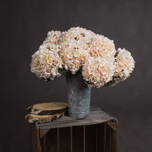 Autumn White with Pink Tone Artificial Hydrangea Stems
