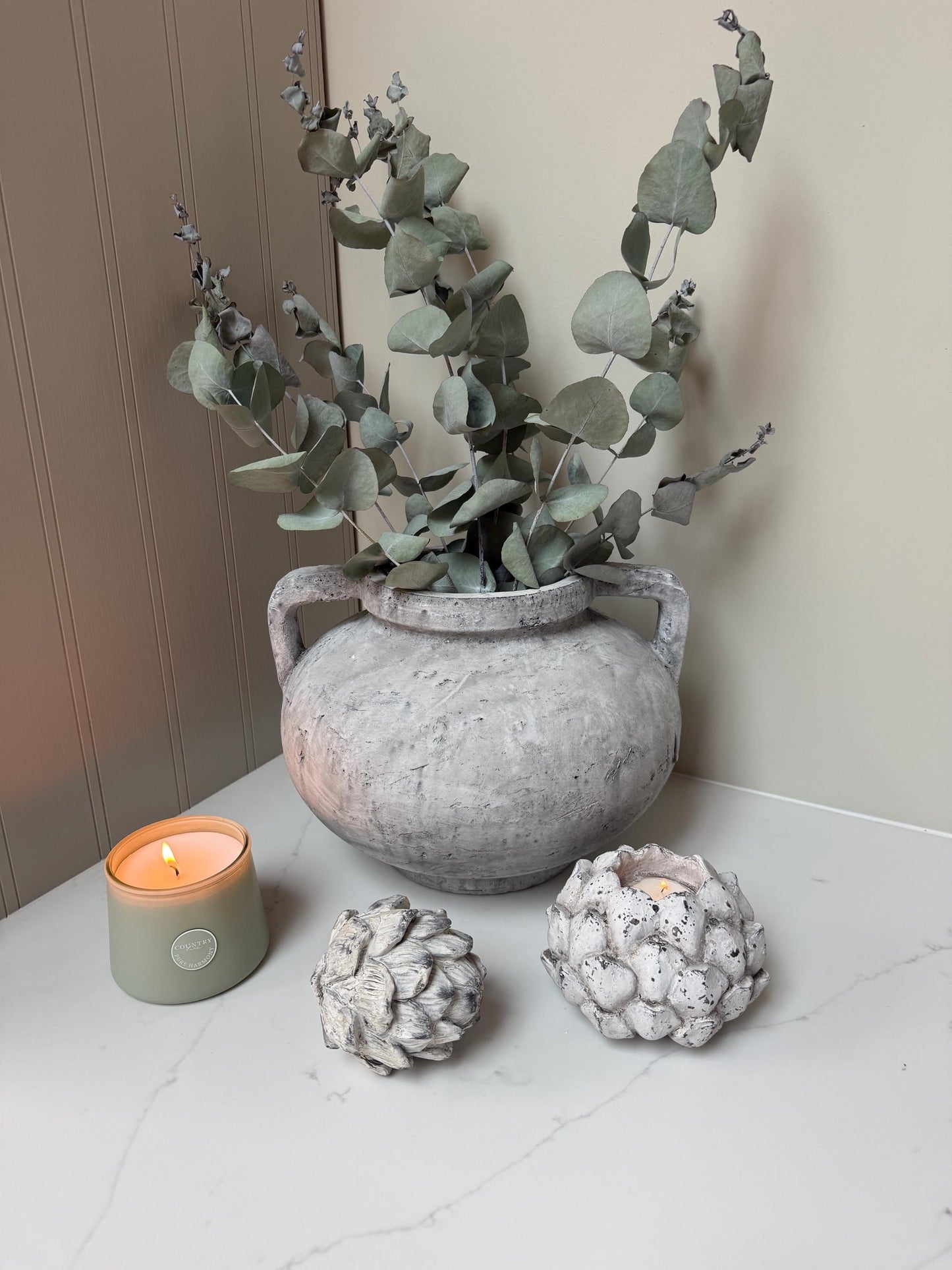 Rustic Stone Vase with Handles