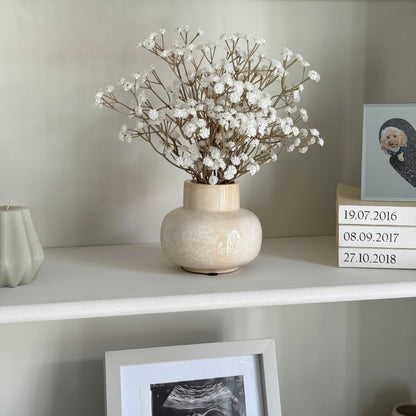 Small Marbled Ceramic Vase with White Gyp