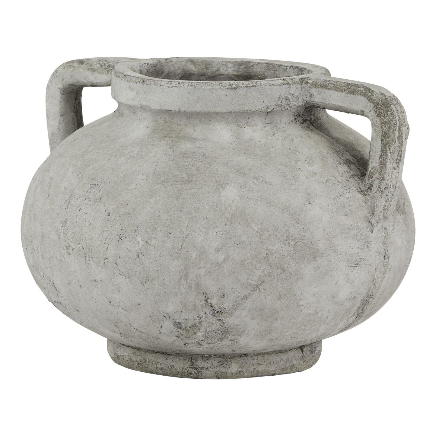 Rustic Stone Vase with Handles Distressed Concrete Finish