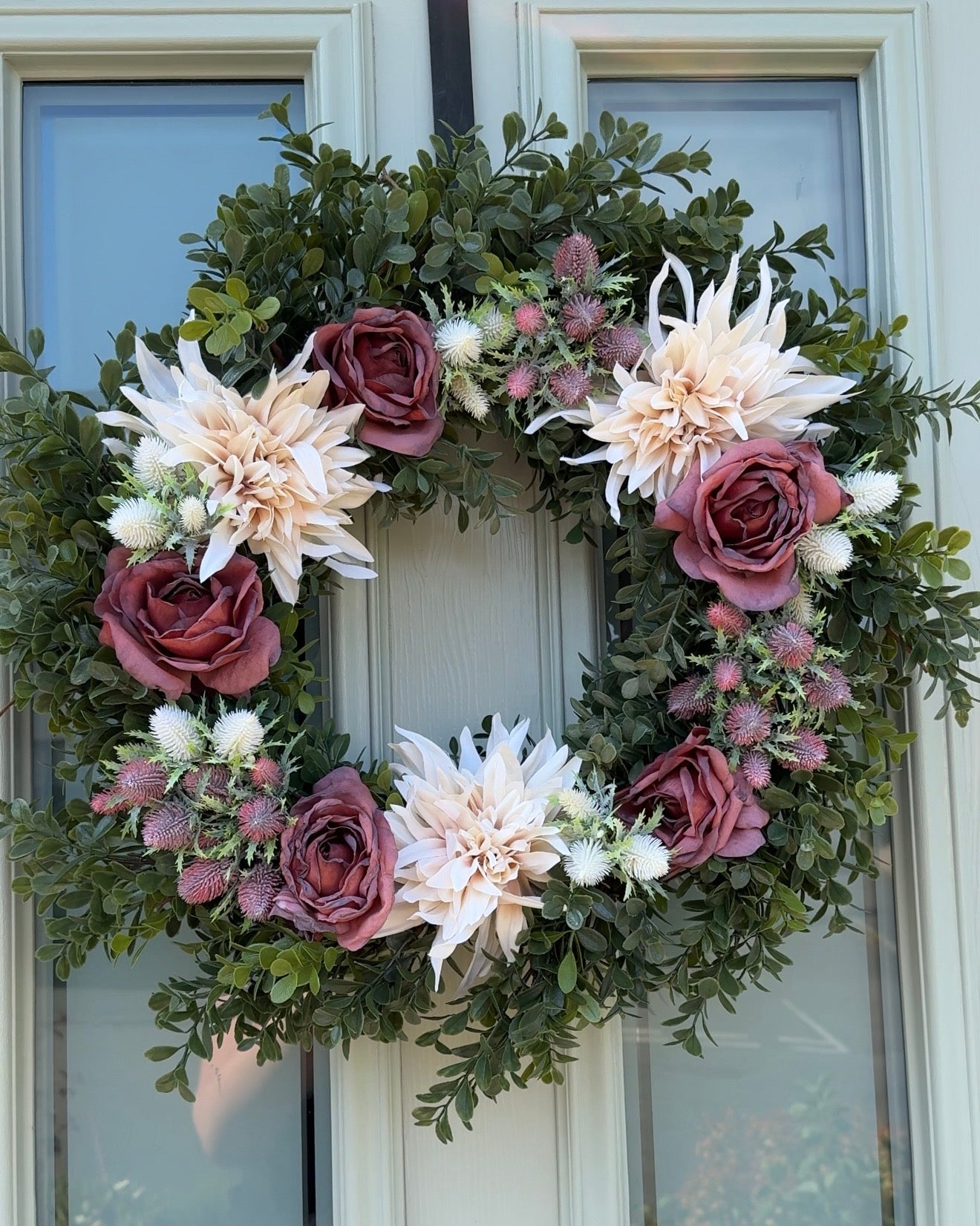 Extra Large 60cm Handmade Dusky Pink Peony & Dahlia Wreath