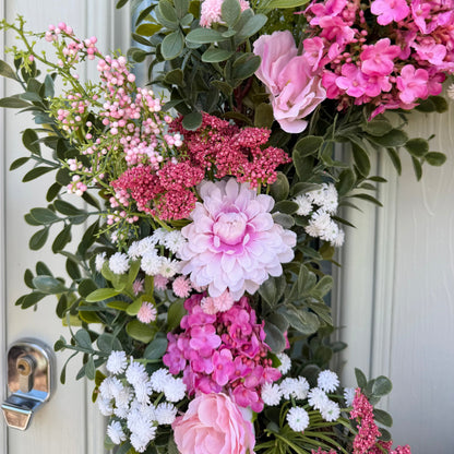 Extra Large 60cm Handmade Summer Garden Pink Wreath