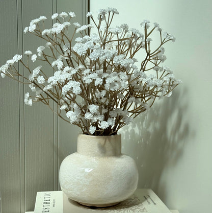 Small Marbled Ceramic Vase with White Gyp