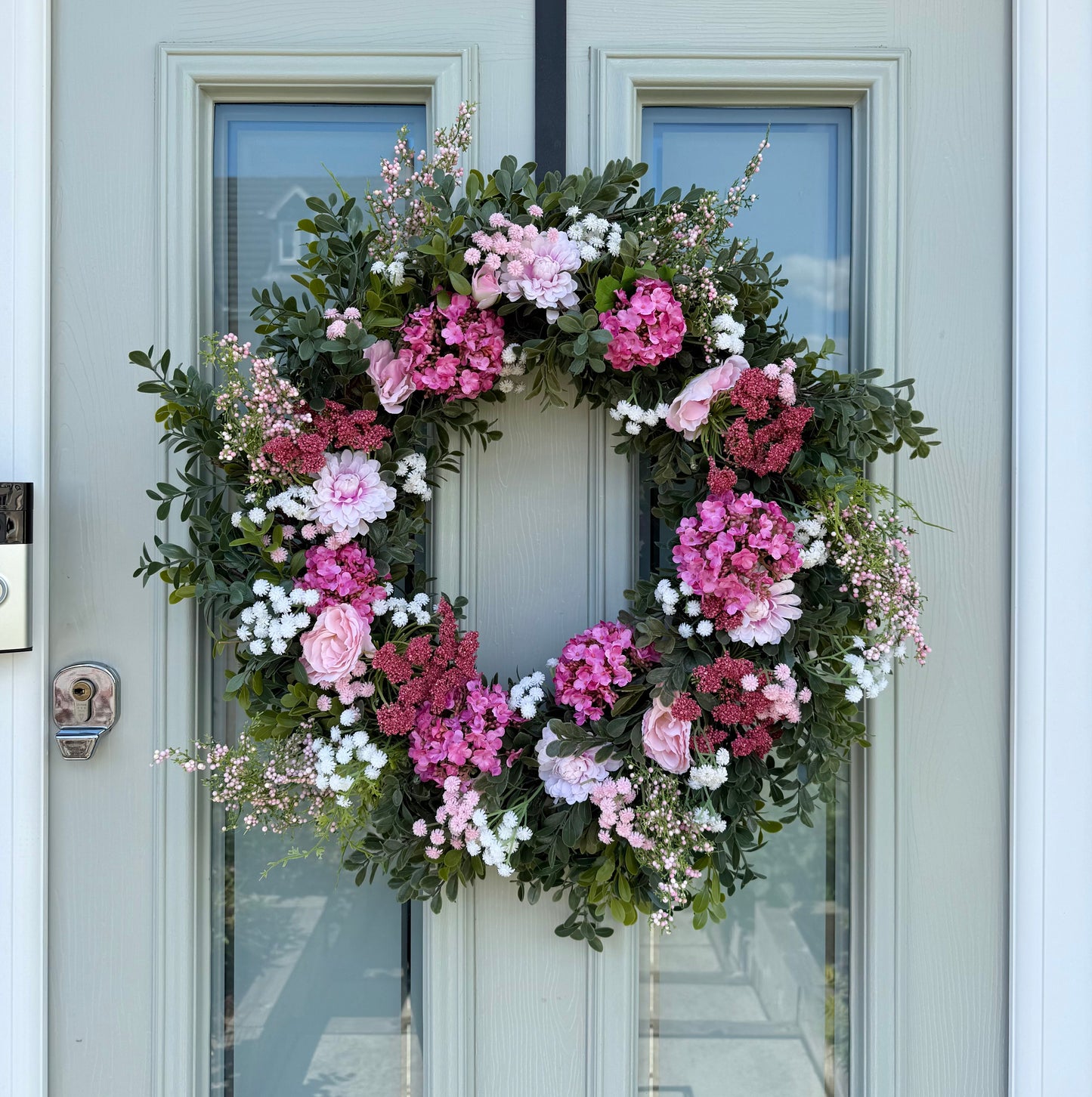 Extra Large 60cm Handmade Summer Garden Pink Wreath