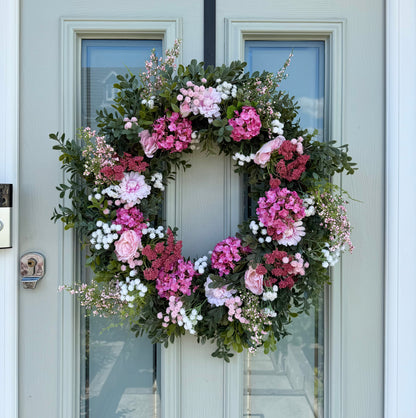Extra Large 60cm Handmade Summer Garden Pink Wreath