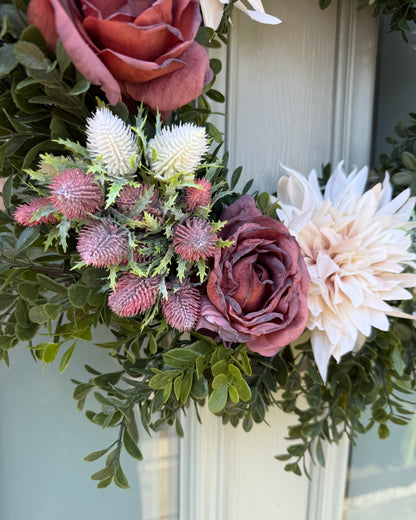 Extra Large 60cm Handmade Dusky Pink Peony & Dahlia Wreath