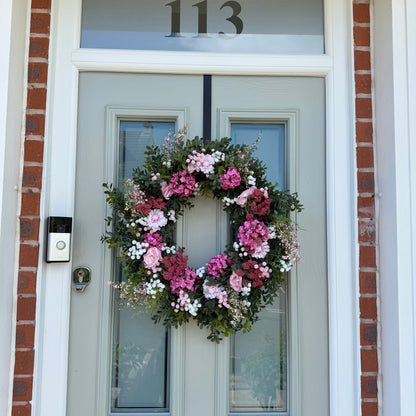Extra Large 60cm Handmade Summer Garden Pink Wreath