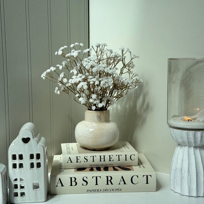Small Marbled Ceramic Vase with White Gyp