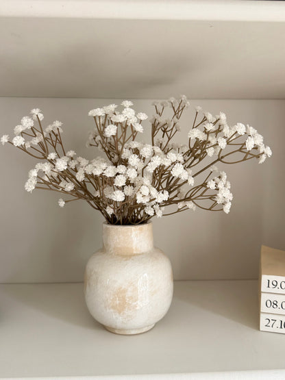 Marbled Ceramic Vase with White Gyp