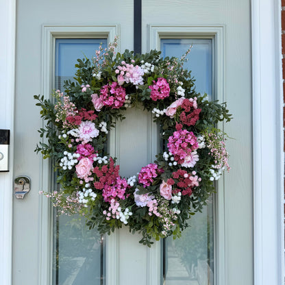 Extra Large 60cm Handmade Summer Garden Pink Wreath