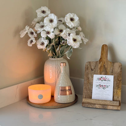 Medium Cream Floral Detail Vase with Poppy Stems