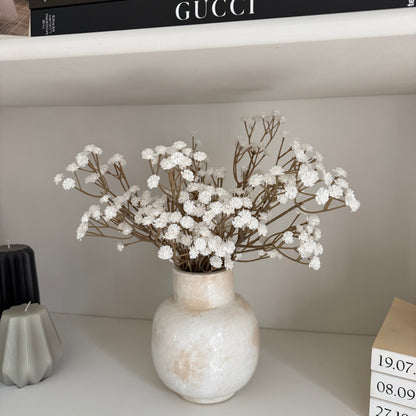 Marbled Ceramic Vase with White Gyp