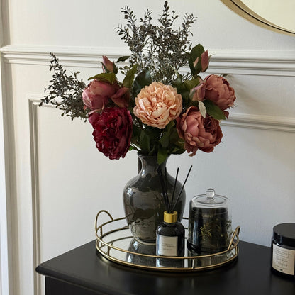 Isabella – Luxury Silk Autumn Floral Arrangement | Blush & Burgundy Peonies