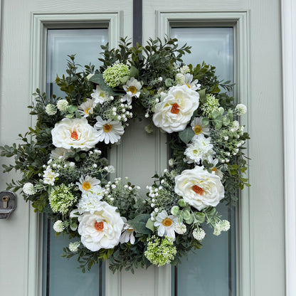 Extra Large 60cm Handmade Summer White Daisy Wreath
