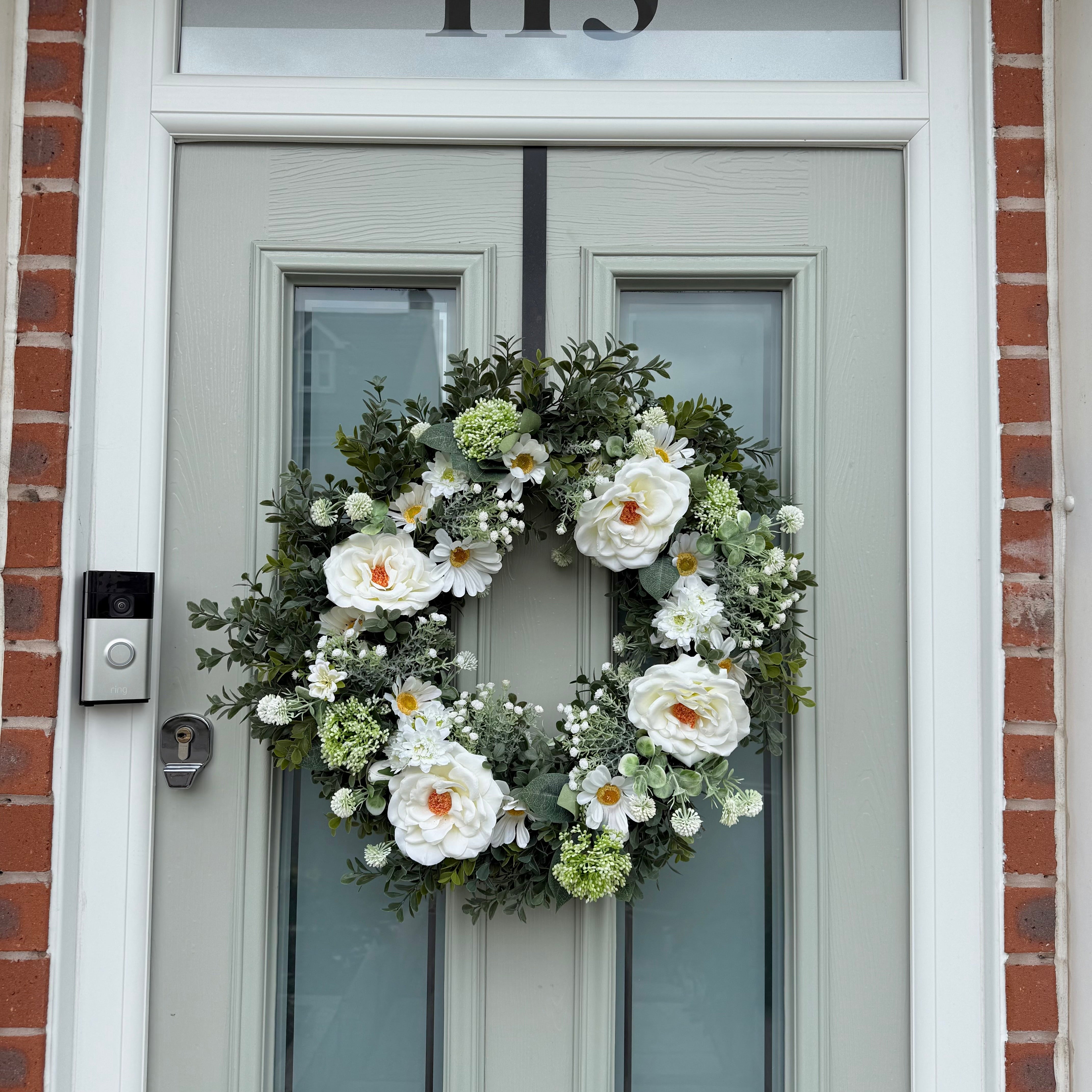 Extra Large 60cm Handmade Summer White Daisy Wreath – NalaWillowCo