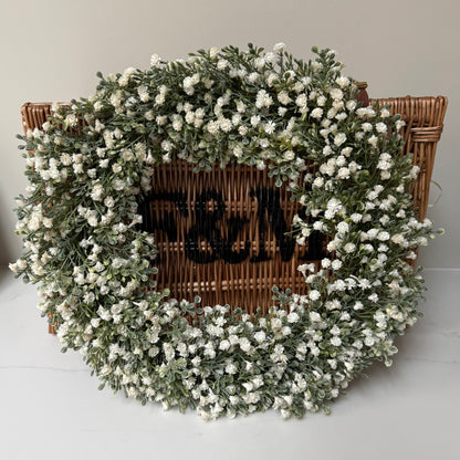 White Faux Gypsophila Wreath