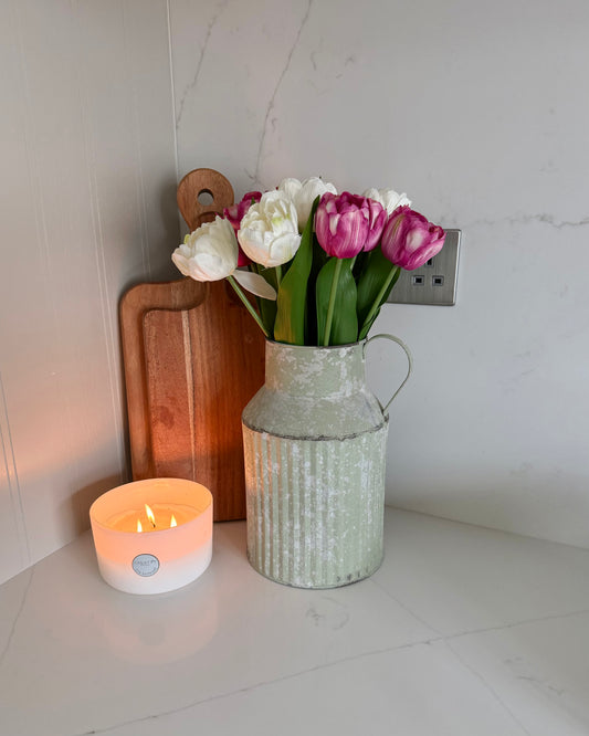 Pink & Ivory Double Tulip Stems