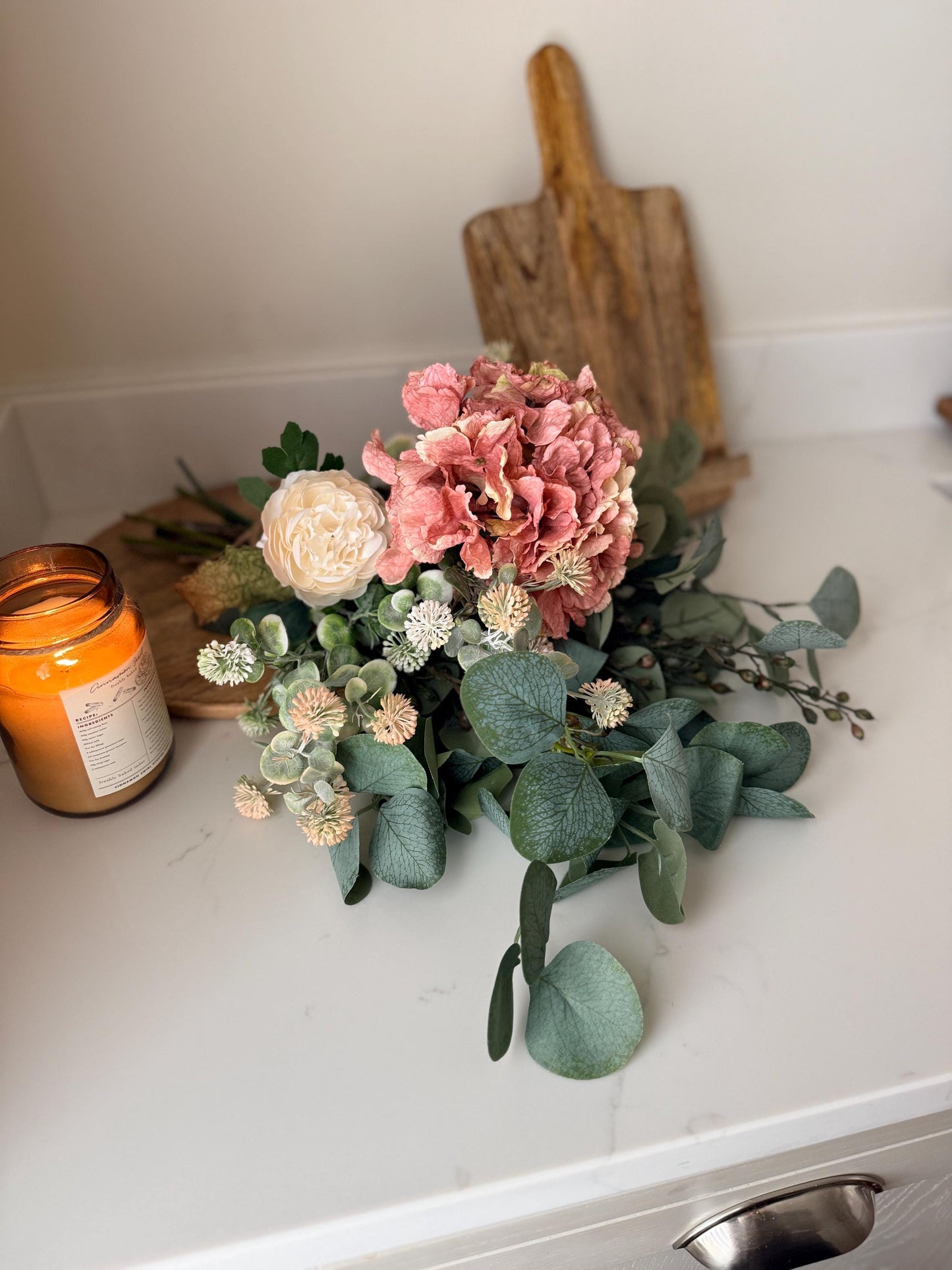 Mabel – Handmade Luxury Silk Autumn Floral Arrangement | Hydrangea, Ranunculus and Eucalyptus