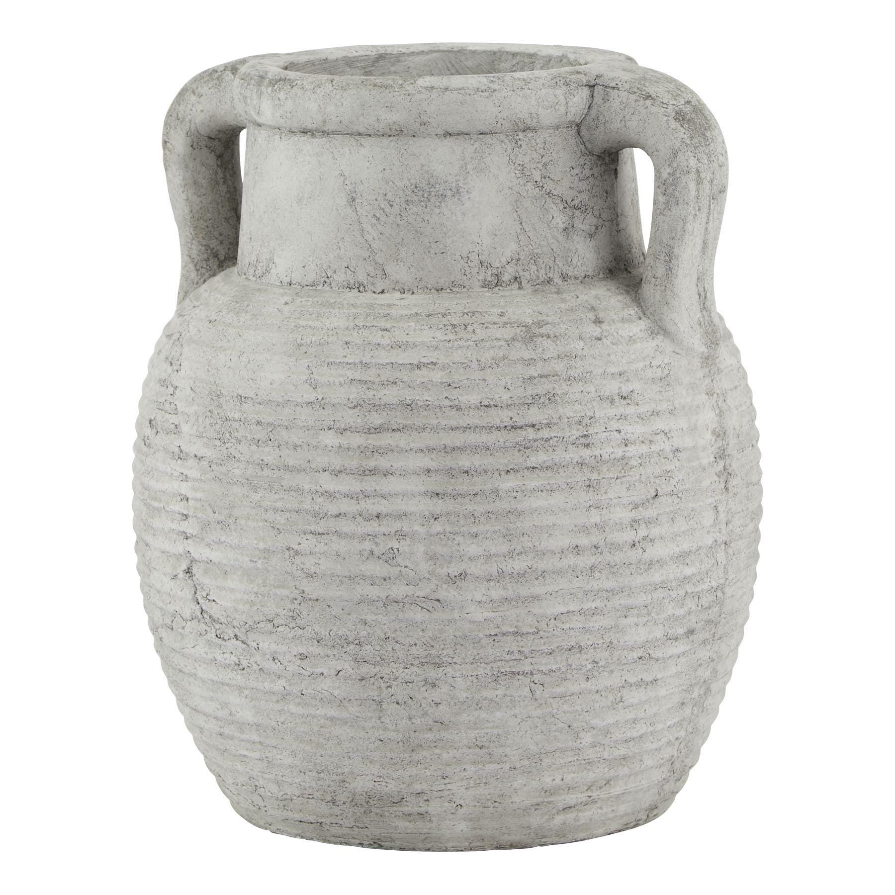 Athena Stone Amphora Pot – Rustic Stone Effect Decorative Vase with Handles - NalaWillowCo