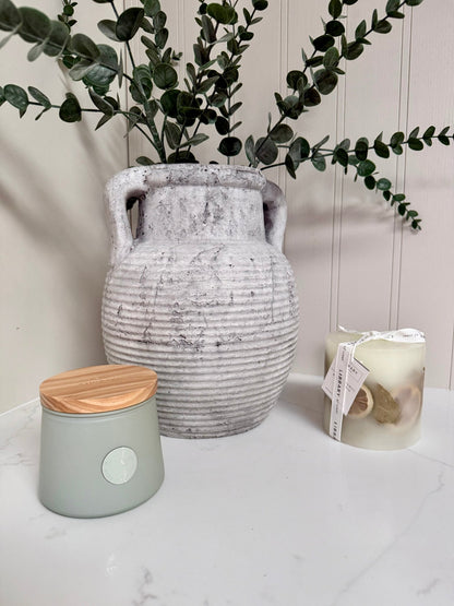 Athena Stone Amphora Pot – Rustic Stone Effect Decorative Vase with Handles - NalaWillowCo
