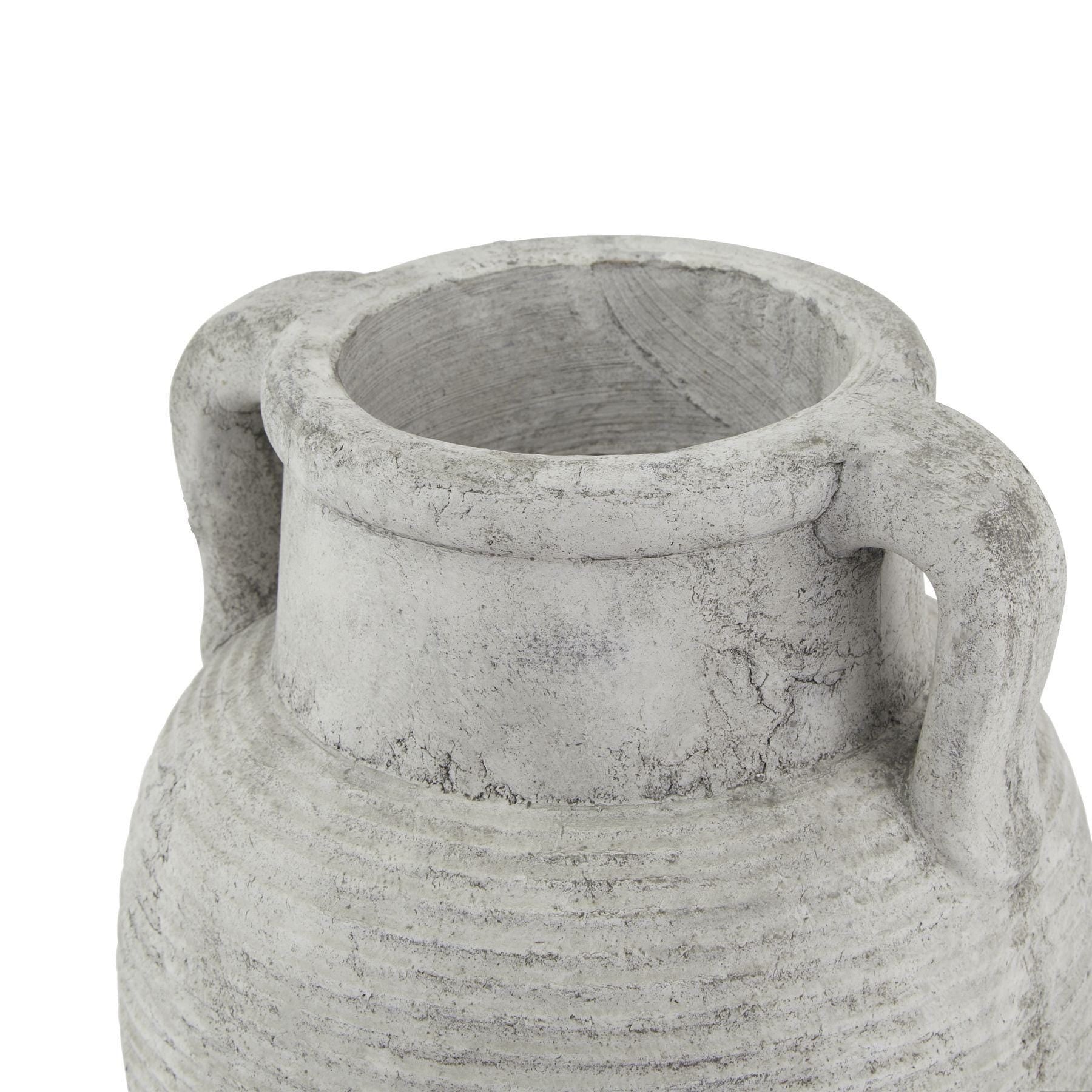 Athena Stone Amphora Pot – Rustic Stone Effect Decorative Vase with Handles - NalaWillowCo
