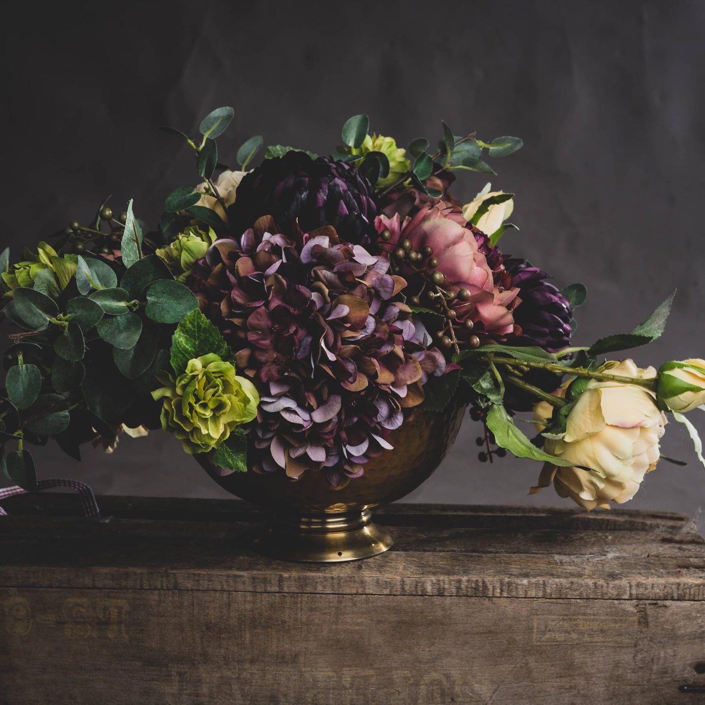Autumn Burgundy Artificial Hydrangea Stems - NalaWillowCo