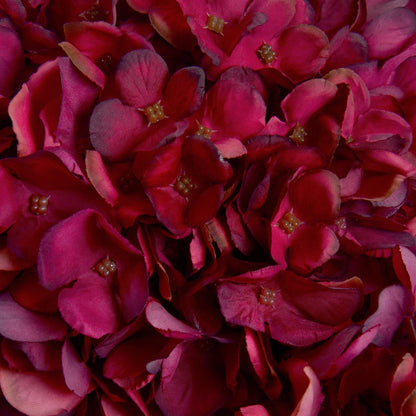 Autumn Ruby Red Burgundy Artificial Hydrangea Stems | 42cm Silk Faux Flowers - NalaWillowCo