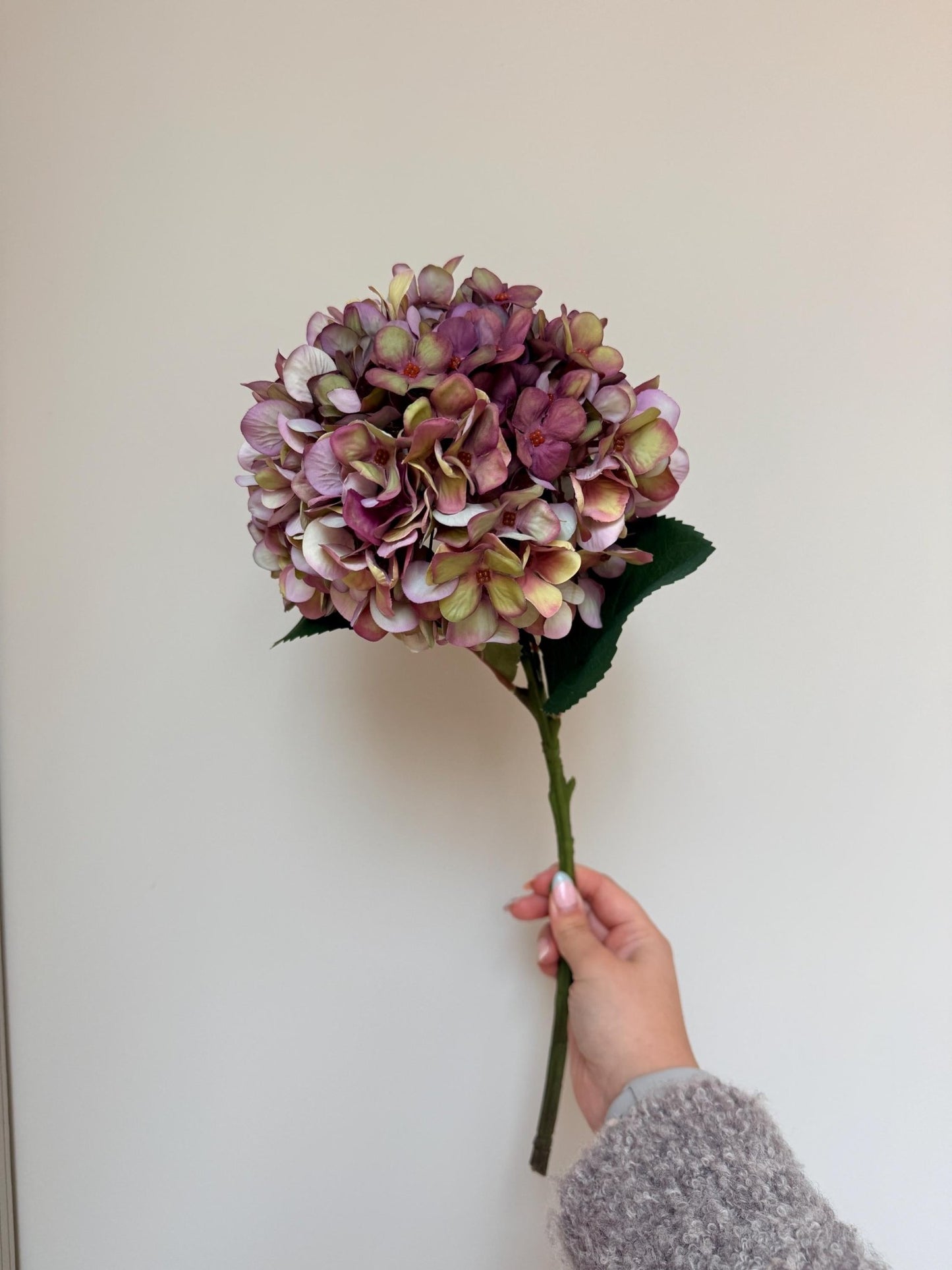 Autumn White, Pink and Burgundy Artificial Hydrangea Stems - NalaWillowCo