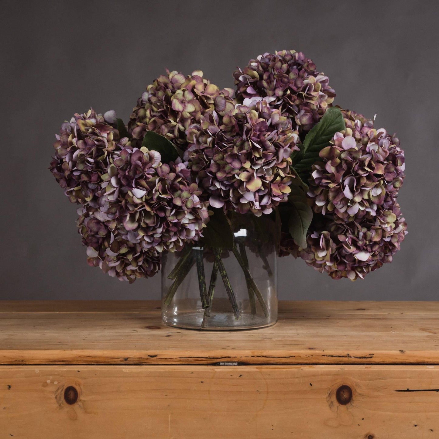 Autumn White, Pink and Burgundy Artificial Hydrangea Stems - NalaWillowCo