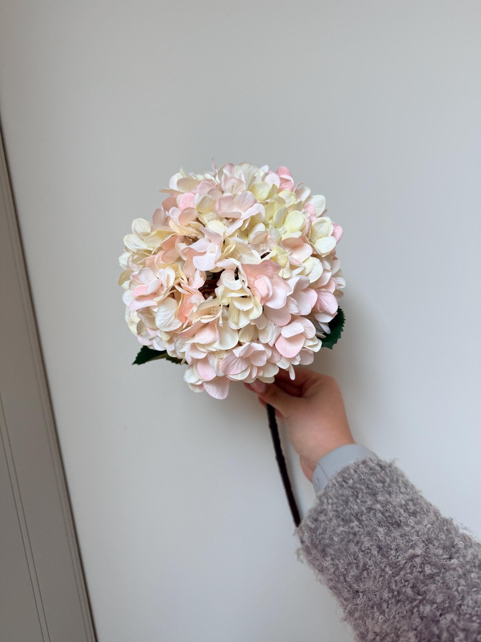 Autumn White with Pink Tone Artificial Hydrangea Stems - NalaWillowCo