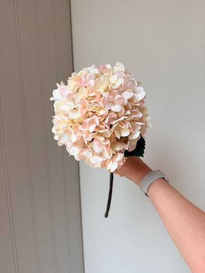 Autumn White with Pink Tone Artificial Hydrangea Stems - NalaWillowCo