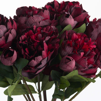 Burgundy Peony Realistic Artificial Faux Flower Stem - NalaWillowCo