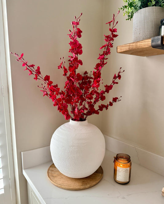 Tall Red Faux Orchid Stems – 91cm | Artificial Flower Stems