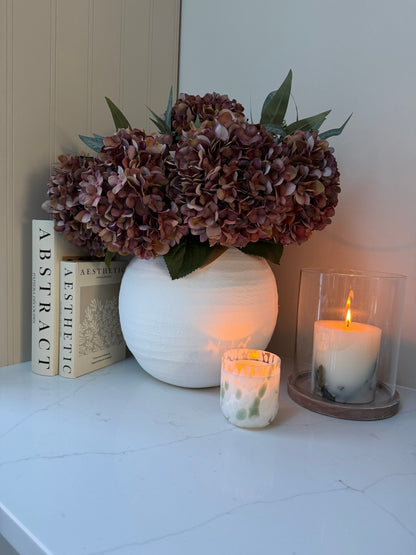 Coffee Brown Faux Hydrangea Stems - NalaWillowCo