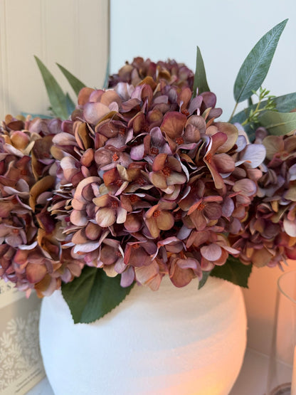 Coffee Brown Faux Hydrangea Stems - NalaWillowCo