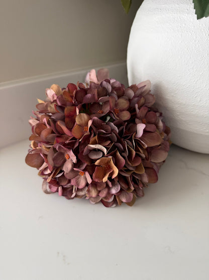 Coffee Brown Faux Hydrangea Stems - NalaWillowCo
