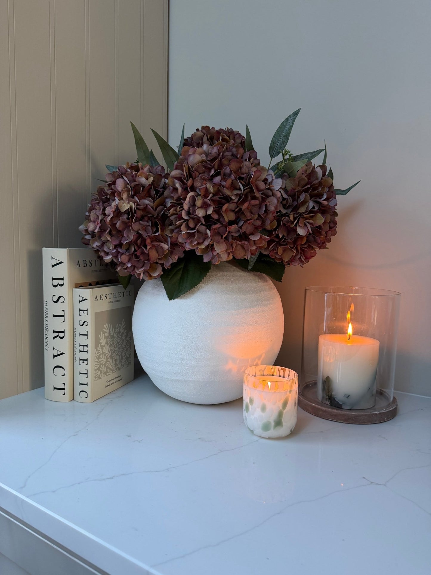 Coffee Brown Faux Hydrangea Stems - NalaWillowCo