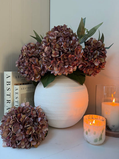 Coffee Brown Faux Hydrangea Stems - NalaWillowCo