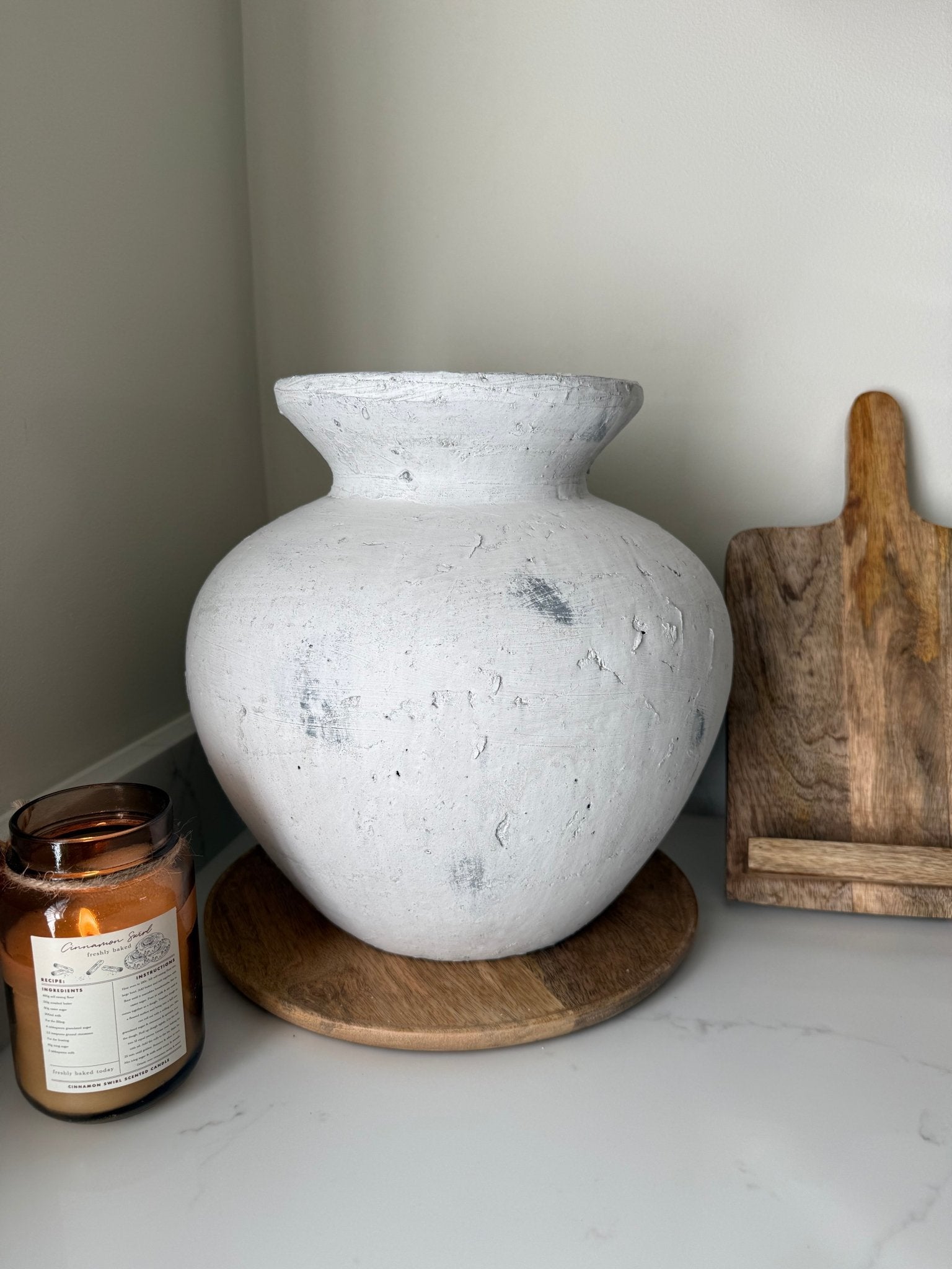 Darcy Large Antique White Vase - NalaWillowCo