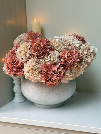 Dried Blush Pink Artificial Hydrangea Stems - NalaWillowCo