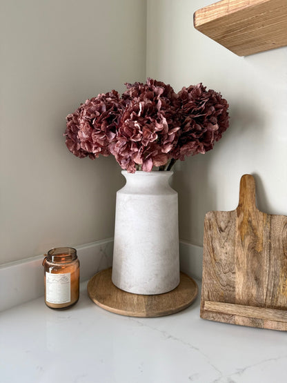 Dried Mocha Pink Artificial Hydrangea Stems - NalaWillowCo